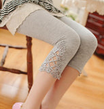 Fitness Leggins Short Leggings Women Summer Lace Floral Female Casual Capris Hollow Out Slim White