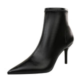 Breakj Fashion, Simple Skinny Boots, Thin Heels, High Heels, Pointed Head, Sexy Nightclub To Show Skinny Ankle Boots And Nude