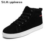 New Men Shoes Fashion Leather High Top Casual Shoes Outdoor Non Slip Work Shoes Classic Lace Up Sport Sneakers Big