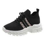 Breakj 2023 New Fashion Flying Woven Mesh Breathable Single Shoes Women's Casual Platform One Foot Pedal Sports Small White