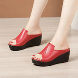 Slope Slippers Women's 2023 Summer New Waterproof Table Thick Soles Sandals Wear Loose Cake Soles High-Heeled