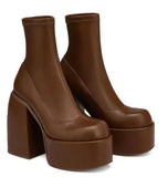 Luxury Brand New Ladies Platform Boots Thick High Heels Women's Boots Party Sexy Block Heel Shoes Woman Platform