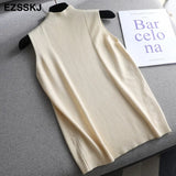 Knitted Top spring autumn sweater Tank top Women Blouse Sleeveless V Neck loose Top Female sweater Vest elegant