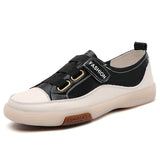 Breakj Little White Shoes Women's New Spring British Wind Small Leather Shoes Casual Beef Bottom Leather Bean