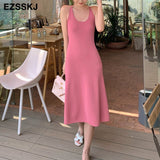 color vacation summer slim sexy dress lower v-neck dress a-line women's dress candy color feamle summer long