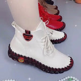 Orthopedic Boots For Women Autumn Fall Leather Shoes With Fur Black Moccasins Woman Ankle Boots Mom Plush Shoes