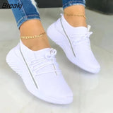 Women's Knitted Mesh Sneakers Fashion Soft Bottom Breathable Outdoor Leisure Walking Shoes Summer Women Vulcanized