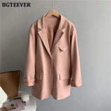 Casual Loose Single-breasted Mint Green Women Suit Blazer 2021 Spring Elegant Notched Collar Full Sleeve Female