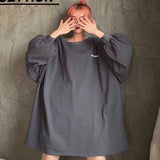 T-shirts Women Spring Korean Style Loose Harajuku All-match Womens Print O-Neck Full Sleeve Female Leisure Trendy