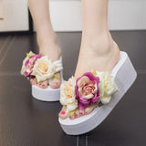 Slippers Summer Flip Flop Flowers decoration Female Flip flops High heels EVA Flip flops Bohemia Beach Slippers