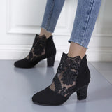 Gauze High-Heeled Sandals Women's Large-Size Fashion Round Heels Roman