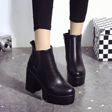 New Women's Boots Round Head Waterproof Table High And Coarse And Martin Short Boots Women's