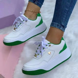 Women Sneakers Casual Shoes PU Leather Thick Soled Lace-up Sneakers Ladies Platform Shoes Vulcanized Shoes Zapatillas