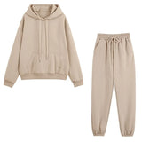 Tracksuits Women Casual Solid Long Sleeve Hoodie Pants Set Autumn Winter Fleece Warm Suit Female Sportwear Hooded