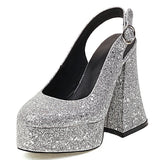 Female Slingbacks Pumps Super High Heel Platform Slip On Bling Trendy Fashion Wedding Party Shoes 2022 Spring