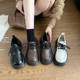 Head Small Leather Shoes Female College Wind Jk Uniform Shoes A Word Button Soft Sister Mary Jane Single Shoes Black