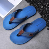 New Home Men Soft Slippers Summer Classic Beach Sandals Men Hand-sewn Flat Flip Flops PU Rubber Platform Adult