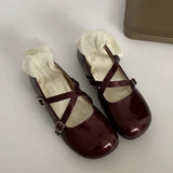 Mary Jane Women's Shoes 2023 New Korean Round-Headed Shallow-Mouthed Leather Shoes With