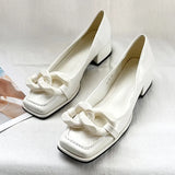 Women's Thick Heel Square Toe Mary Jane Shoes Classic Patent Leather Dress High Heels French Style Femme Party Wedding
