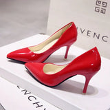 Lady Women Shoes Pointed Toe Pumps Patent Leather Dress High Heels Boat Shoes Wedding Shoes Zapatos Mujer White Blue