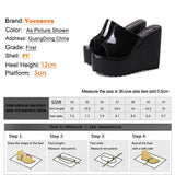 High-heeled Home Women Slippers Waterproof Platform Slides Wedge Sandals Summer New Solid Color Simple 12CM High Heel