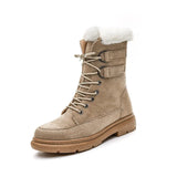 Woman Boots Winter Fur Boots Black Snow Boots Plush Warm Suede Ankle Booties Flat Shoes Women Botas