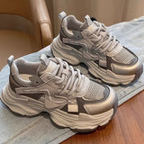 Breakj Dad Shoes Women 2025 Spring New Retro Heightening Mesh With Casual Feet Small Shoes