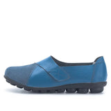 Women's Female Mother Woman Genuine Leather Soft Shoes Flats Loafers Mocassin Boat Hook Loop De Mujer Big Size 42 43