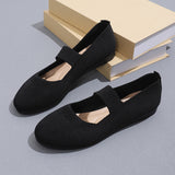 Color Flying Weaving Flat Bottom Shallow Single Shoes Women Breathable Elderly Dancing Mother Shoes Work