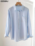 New Pockets Casual Loose Cotton Blouse Shirt White Blouse Female Spring Summer Women Large Size
