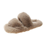 Breakj Autumn And Winter New Plush Slippers Women Home Warm Cotton Slippers Casual Fashion Wearing Hair Slippers