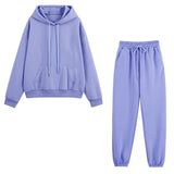 Tracksuits Women Casual Solid Long Sleeve Hoodie Pants Set Autumn Winter Fleece Warm Suit Female Sportwear Hooded