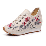 Breakj Shoes, Sports Shoes Autumn And Winter Leisure Walk Shoes Lace Embroidered Cloth Shoes Inside Heighten Women's