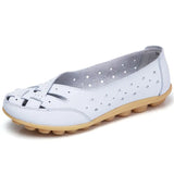 Flats Soft Genuine Leather Flat Shoes Woman Loafers Oxford Shoes For Women White Shoes Moccasins Slipony Plus Size