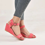 Brand 2022 Sexy Flock Platform Wedges High Heels Shoes Sandals Women Summer Buckle Party Buckle Strap Shoes Woman Sandals