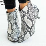 Women's Ankle Boots Leopard Women Pointed Toe Ladies Chunky High Heel Female Shoes Woman Footwear Plus Size 35-43