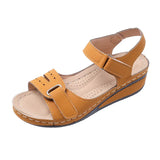 Summer New Retro Women's Shoes Sandals Car Line Hole Shoes Large Size Round Head Slope Heel Comfortable Sandals
