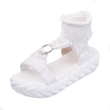 New Thick-Soled Casual Cake Women Sandals Korean Version Of The Toe Roman Comfortable Wool Round Buckle Women's