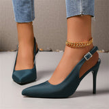 Breakj Women 2025 Summer New High-Heeled Shoes Buckle Women's Shoes Fashion Fine Heel Tip Head