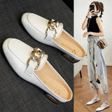 Semi-Slippers Women's Korean Version 2024 New Muller Shoes Children Wear Flat-Soled Fashionable Square-Bottomed