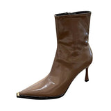 Breakj High And Martin Boots Short Boots Women 2025 New Plus Velvet Temperament Soft Skin Skin Skinny Skinny Skinny And Retro Leather