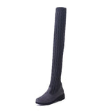 Women's Boots 2021 Autumn Winter Thigh High Boots For Woman Shoes Knitting Wool Long Boot Women Brown/Black Boot Ladies