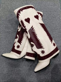Breakj New 2023 Thick Heel Boots Color Show Western Boots Women's Full Cowhide Plus Size Martin