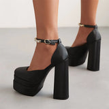 Large Size 43 Ladies Sandals Solid Buckle Crystal Shallow Platform Women Hot Sale Woman Super High Heels Brand