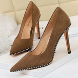 Shoes Rhinestone Women Pumps Sexy Party Shoes High Heels Wedding Shoes Plus Size 43 Female Stiletto Suede Women