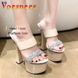 Rhinestone Fashion Women Shoes Summer Thick Platform Sandals Plus Size Europe And America Slippers Sexy Model High