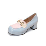 Female Platform Heel Loafer Shoes Women's Lolita Bow Cosplay Contrast Color Pumps Japanese Student Fashion Tide Golden