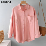 new chic casual loose cotton blouse shirt women female white blouse shirt spring summer women oversize shirt
