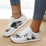 Breakj Large Code New Splicing Tie Sneakers 2025 Low-Top Leopard-Print Sports Casual Shoes