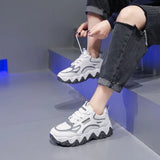 Chunky Sneakers Vulcanize Shoes Korean Fashion New Female Black White Platform Thick Sole Running Casual Shoe Woman